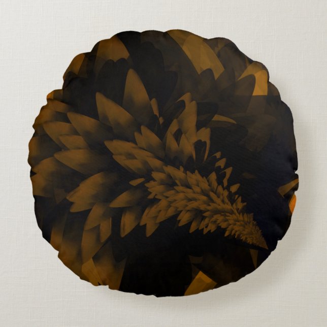 Brown and Black Bloom Round Pillow (Front)
