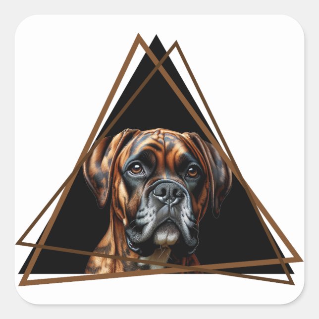 Brown and Black Brindle Boxer Lab Dog Square Sticker (Front)