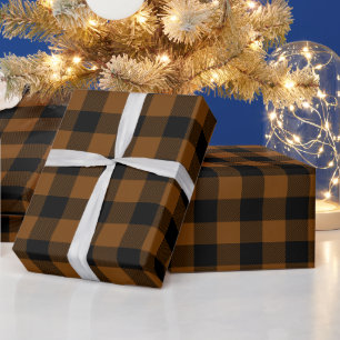 Brown and Black Buffalo Check Wrapping Paper