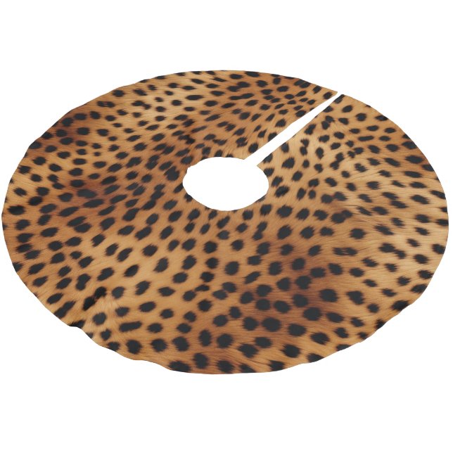 Brown and Black Cheetah Animal print Brushed Polyester Tree Skirt (Angled)