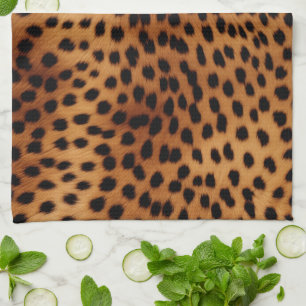 Brown and Black Cheetah Animal print Kitchen Towel