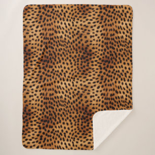 Brown and Black Cheetah Animal print Sherpa Blanket