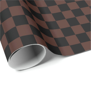 Brown and Black Chequerboard Squares Wrapping Paper