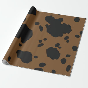 Brown And Black Cow Spots Animal Print Wrapping Paper