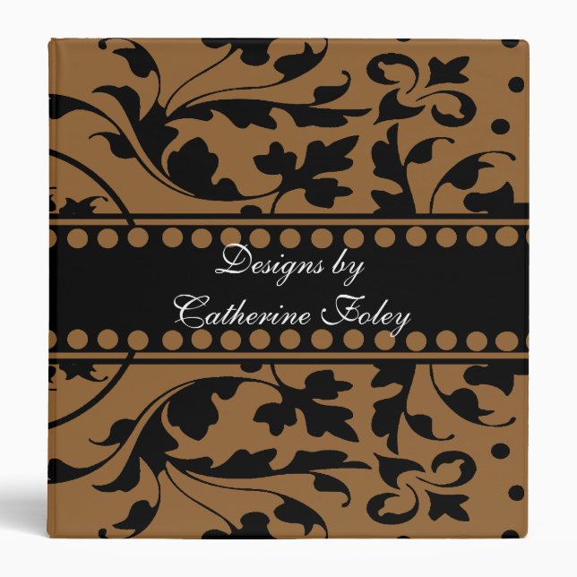 Brown and Black Damask Avery Binder (Front)