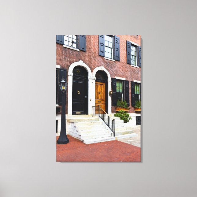Brown and Black Door on Delancy Street Canvas Print (Front)