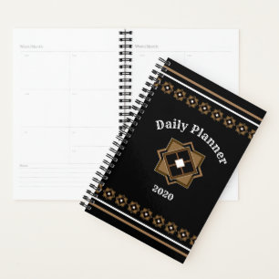 Brown and Black Geometric Pattern Planner