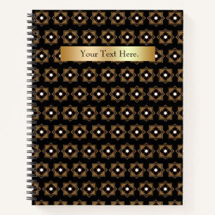 Brown and Black Geometric Pattern Spiral Notebook