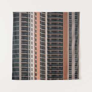 Brown and black high-rise building tapestry