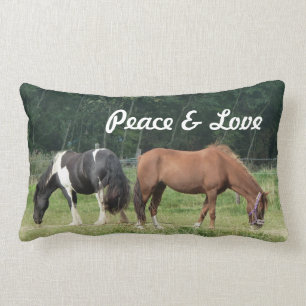 Brown and black horse side by side lumbar pillow