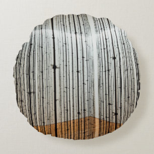 Brown and black illustration round pillow