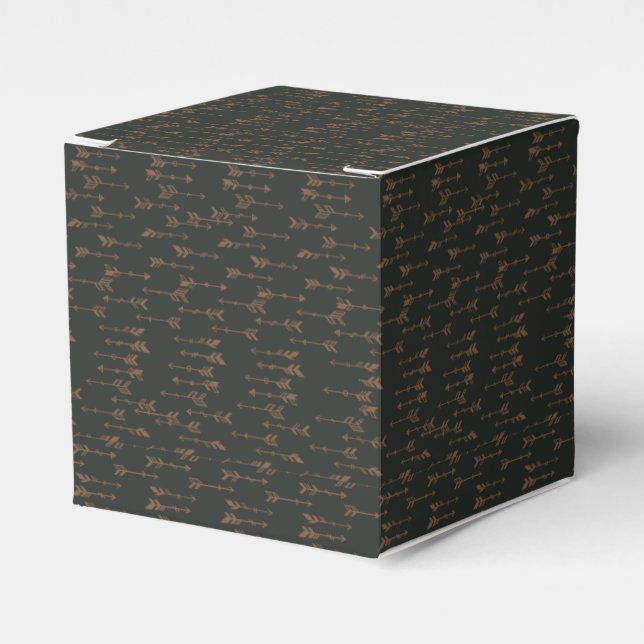 Brown and black minimalist boho arrow pattern favor box (Front Side)