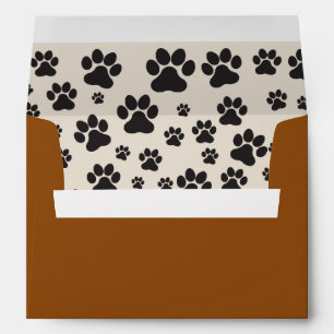 Brown and black paw print invitation envelope