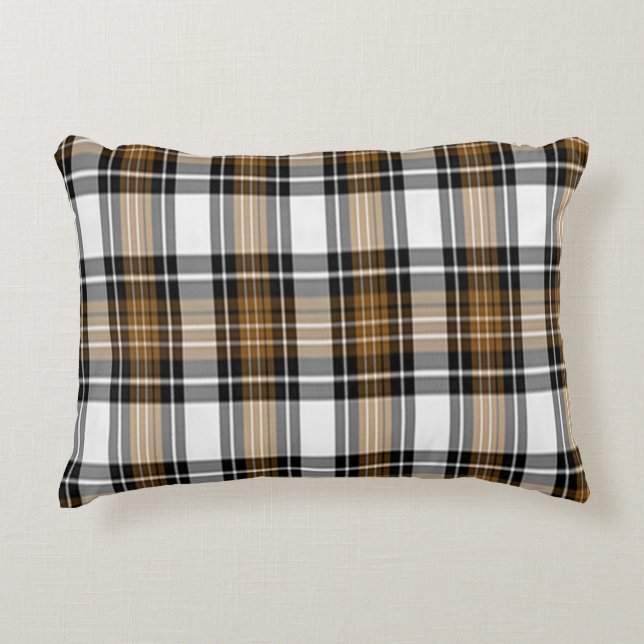 Brown And Black Plaid Accent Pillow (Front)
