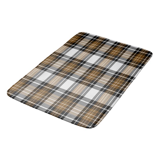 Brown And Black Plaid Bath Mat (Angled)