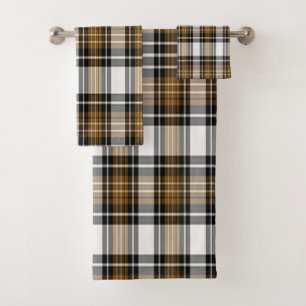 Brown And Black Plaid Bath Towel Set