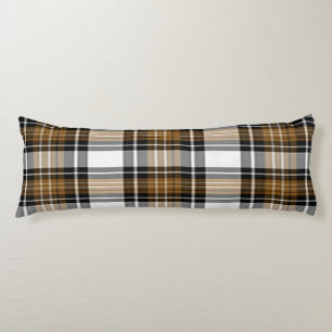Brown And Black Plaid Body Pillow