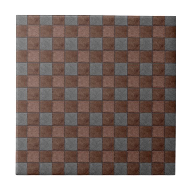 Brown and Black Plaid Check Tile (Front)