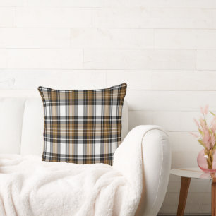 Brown And Black Plaid Throw Pillow