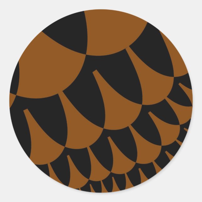 Brown and Black Scales Classic Round Sticker (Front)