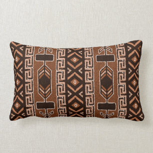 Brown And Black Southwestern Tribal Aztec Pattern Lumbar Pillow