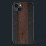 Brown And Black Stitched Leather Stripes iPhone 13 Case<br><div class="desc">Image of black and brown aged leather texture stitched stripes with beige accents. Custom and optional monogram. Elegant masculine design. Design is available on selected product but can be requested on any by email.</div>