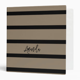 Brown and black stripes pattern personalized binder