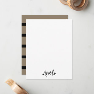 Brown and black stripes pattern personalized card