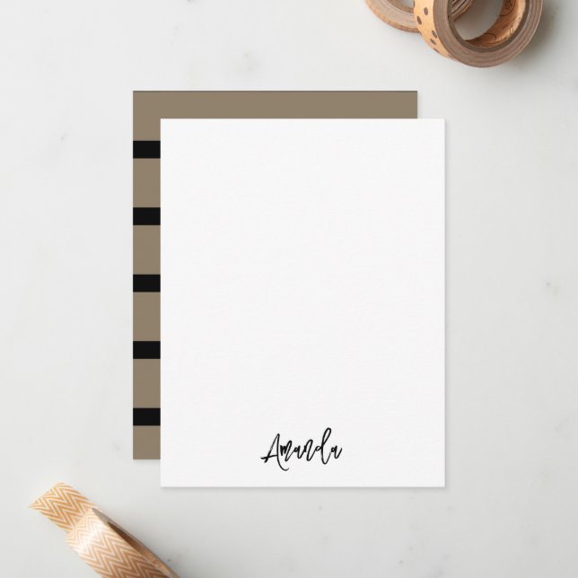 Brown and black stripes pattern personalized card (Front/Back In Situ)