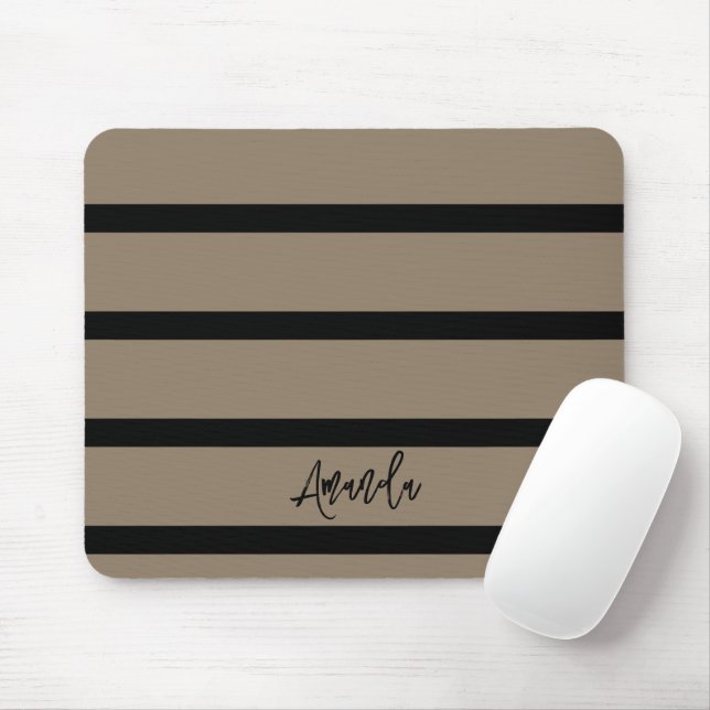 Brown and black stripes pattern personalized mouse pad (With Mouse)