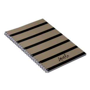 Brown and black stripes pattern personalized notebook