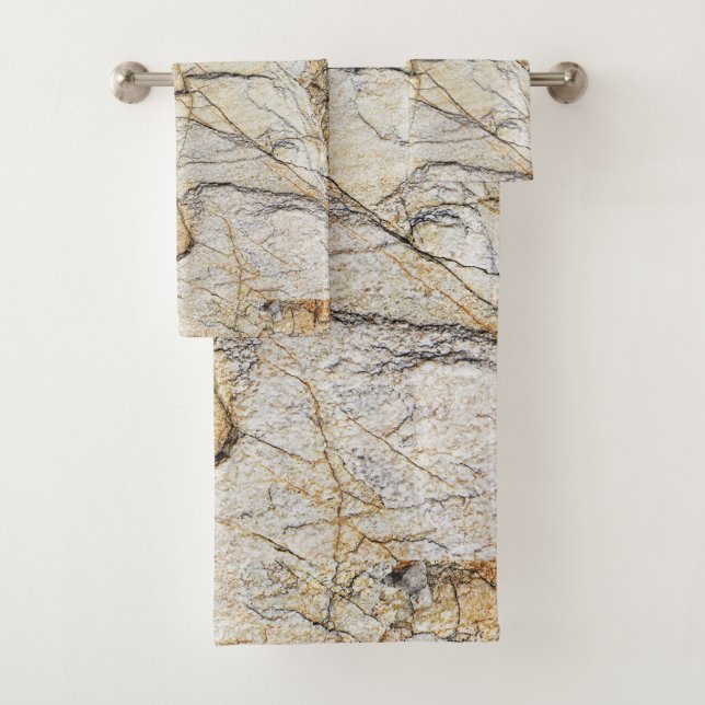 Brown and Black Textured Mable Stone  Bath Towel Set (Insitu)