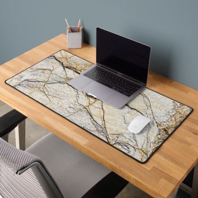 Brown and Black Textured Mable Stone  Desk Mat (Office 2)