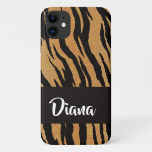 Brown and black tiger print iPhone 11 case