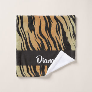 Brown and black tiger print wash cloth