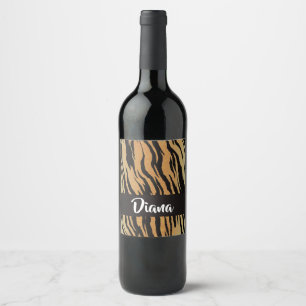 Brown and black tiger skin wine label