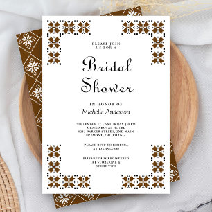 Brown and Black Ukrainian Embroidery Bridal Shower Invitation