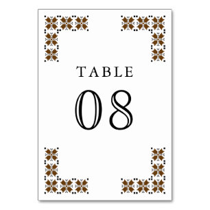 Brown and Black Ukrainian Embroidery Wedding Table Number