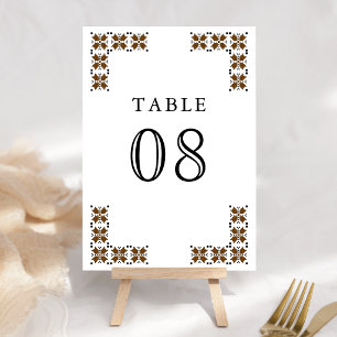 Brown and Black Ukrainian Embroidery Wedding Table Number