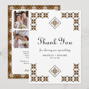 Brown and Black Ukrainian Embroidery Wedding Thank You Card