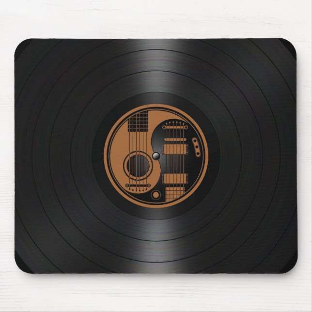 Brown and Black Yin Yang Guitars Vinyl Graphic Mouse Pad (Front)