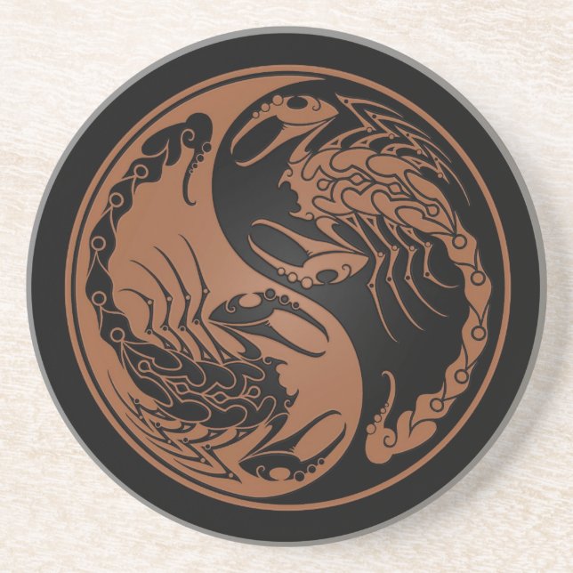 Brown and Black Yin Yang Scorpions Coaster (Front)