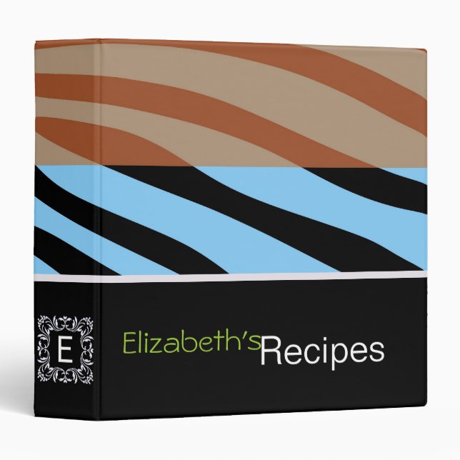Brown and Black Zebra Print Retro Pattern Binder (Front/Spine)