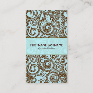 Brown And Blue Abstract Random Swirls Business Card