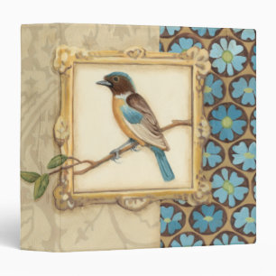 Brown and Blue Bird on a Branch Looking Up Binder