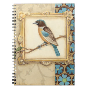 Brown and Blue Bird on a Branch Looking Up Notebook