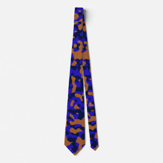 Brown and Blue Camouflage Pattern with Dark Shades Tie