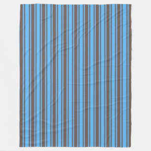 Brown and blue candy stripes fleece blanket