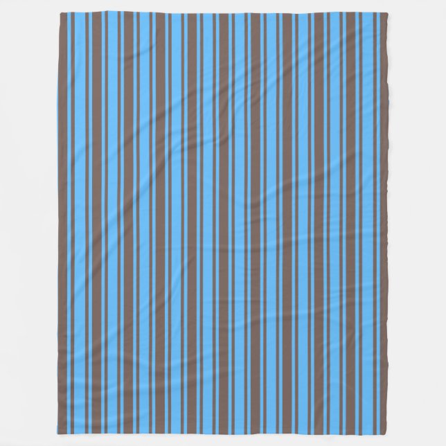 Brown and blue candy stripes fleece blanket (Front)
