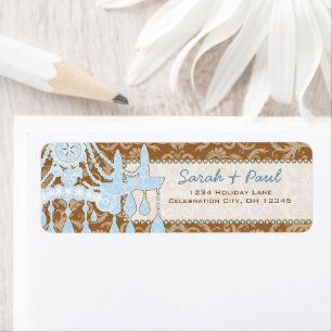 Brown and Blue Chandeliers Return Address Label